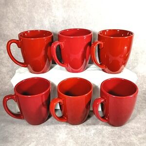 Corelle Coordinates Stoneware Set Of 6 Dark Red Coffee Mugs Cups 4"  12 oz